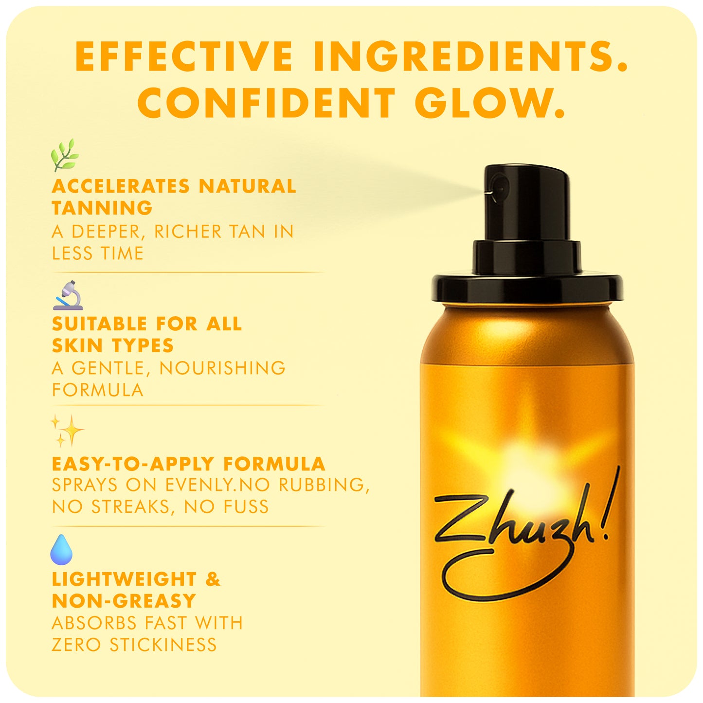 Zhuzh! Zhuzhette! Tan Accelerator Spray 100ml | Compact Travel Size Tanning Enhancer for Outdoor Sun & Sunbed Use