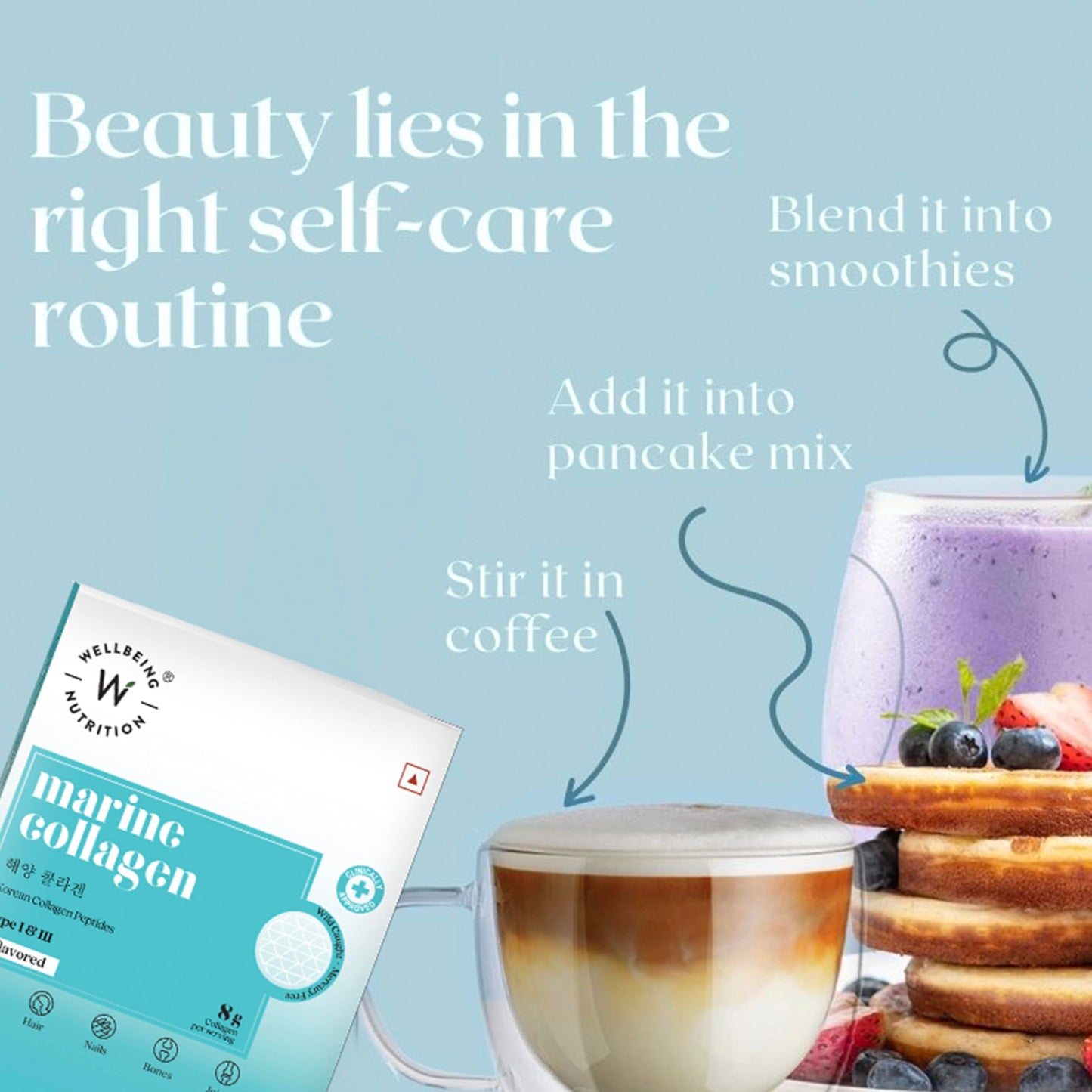 Wellbeing Nutrition Beauty Japanese Marine Collagen - Mango Peach Flavor - 250g