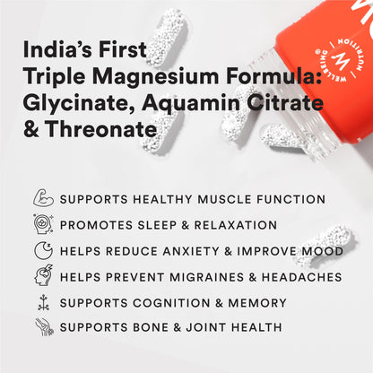 Wellbeing Nutrition SLOW Triple Magnesium Complex | Magnesium Glycinate, Aquamin Magnesium Citrate & Magnesium Threonate | 60 Capsules